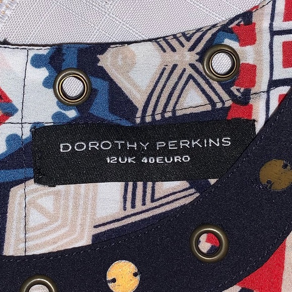 Dorothy Perkins Blue & Red Cap Sleeve Dress - Picture 9 of 11